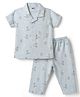 Ben Benny Interlock Knit Half Sleeves Animal Printed Co-Ords Shirt & Pyjama Night Suit - Light Blue