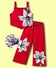 OLLINGTON ST. Cotton Knit Sleeveless Top With Print & Culottes Set - Red