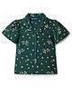 Pine Kids Cotton Knit Half Sleeves Top With Floral Print - Green