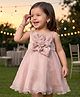 Babyoye Organza Woven Sleeveless Floral Applique Party Wear Frock - Rose Gold