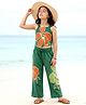 OLLINGTON ST. Cotton Knit Sleeveless Top With Print & Culottes Set - Green