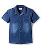 Arias 100% Cotton Woven Half Sleeves Solid Denim Shirt - Blue