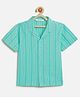 Campana Cotton Woven Half Sleeves Striped Shirt - Turquoise Blue