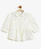 Campana 100% Cotton Woven Three Fourth Sleeves Pleated Top - White