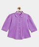 Campana 100% Cotton Woven Three Fourth Sleeves Pleated Top - Purple