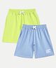 Campana Cotton Knit Pack Of 2 Practice Makes Perfect Text Printed Shorts - Blue & Lime Green