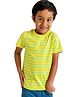 Campana 100% Cotton Knit Half Sleeves Striped Tee - Light Yellow & Turquoise Blue