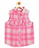 Campana 100% Cotton Woven Sleeveless Checked Shirt Styled Top - Pink