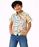 CrayonFlakes Cotton Woven Half Sleeves Tropical Theme Printed Shirt - Off White