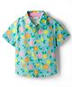 CrayonFlakes Cotton Woven Half Sleeves Citrus Fruit Printed Shirt - Turquoise