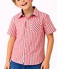 CrayonFlakes Rayon Woven Half Sleeves Striped Shirt - Red