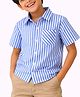 CrayonFlakes Rayon Woven Half Sleeves Striped Shirt - Blue