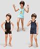 TRESNOVA Cotton Knit Pack Of 3 Sleeveless Solid & Football Printed Anti Microbial Finish Vest & Boxer Briefs Set - Multi Colour