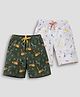 TRESNOVA Cotton Knit  Pack Of 2 Jungle & Shark Printed Anti Microbial Shorts - Green & Melange