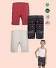 TRESNOVA Cotton Lycra Knit Pack Of 3 Solid & Tribal Printed Anti Microbial Finish & Smart Waistband Technology Cycling Shorts - Navy Blue Rose Pink & Offwhite