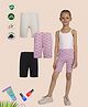 TRESNOVA Cotton Lycra Knit Pack Of 3 Solid & Rainbow Printed Anti Microbial Finish & Smart Waistband Technology Cycling Shorts - Purple Offwhite & Black