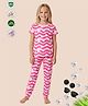 TRESNOVA Cotton Knit Half Sleeves Floral Printed Coordinating Tee & Joggers Antimicrobial Finish Night Suit - Pink