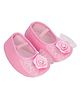 Daizy Bow Applique Detailed Slip On Booties - Baby Pink