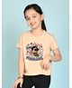 NUSYL Cotton Blend Knit Half Sleeves Bee Fabulous Text Printed Tee - Beige