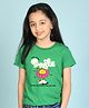 NUSYL Cotton Blend Knit Half Sleeves Floral Printed Tee - Green