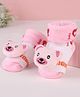 Cute Walk by Babyhug Sock Shoes with Bear Applique - Pink