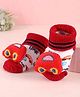 Cute Walk by Babyhug Sock Shoes with Car Applique & Design - Red