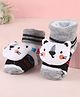 Cute Walk by Babyhug Ankle Length Socks Shoes With Animal Applique & Stripes - Grey