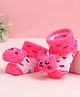 Cute Walk by Babyhug Fabric Ankle Length Socks Shoes with Heart Design & Kitten Applique- Pink