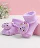 Cute Walk by Babyhug Fabric Ankle Length Socks Shoes with  Kitten Applique- Lilac