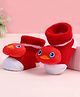 Cute Walk by Babyhug Fabric Ankle Length Socks Shoes with  Duck Applique- Red & White