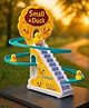 Muren Musical Duck Track Slide and Climb Stairs Toys with 3 Ducklings LED Flashing Lights & Music Button-Multicolor