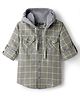 Pine Kids Cotton Woven Full Sleeves Hooded Checks Shirt - Black
