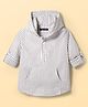 Pine Kids Cotton Woven Full Sleeves Striped Hooded Shirt - White