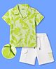 OLLINGTON ST. Sinker Knit Half Sleeves Shirt & Shorts Set With Leaf Print - Multicolor