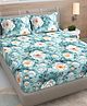 FABINALIV Multicolor Floral 300 TC Cotton Blend 7D King Size Double Bedsheet with 2 Pillow Covers