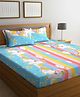 FABINALIV Multicolor Cartoon Print 300 TC Cotton Blend King Size Double Bedsheet with 2 Pillow Covers