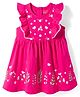 Babyhug Single Jersey Knit Frill Sleeves Frock with Floral Print - Pink