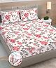 FABINALIV Multicolor Floral 300 TC Cotton Blend 7D King Size Fitted Double Bedsheet with 2 Pillow Covers