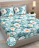 FABINALIV Multicolor Floral 300 TC Cotton Blend 7D King Size Fitted Double Bedsheet with 2 Pillow Covers