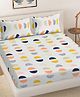 FABINALIV OffWhite Geometric 300 TC Cotton Blend King Size Fitted Double Bedsheet with 2 Pillow Covers