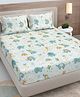 FABINALIV Multicolor Cartoon Print 300 TC Cotton Blend King Size Fitted Double Bedsheet with 2 Pillow Covers