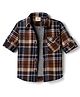 Rikidoos Cotton Woven Full Sleeves Checkered Shirt with Attached T-Shirt - Brown