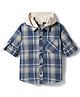 Rikidoos Cotton Woven Full Sleeves Checks Hooded Shirt - Light Blue