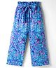 Tiara Cotton Jersey Knit Floral Printed Palazzo - Blue