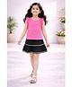 Tiara Cotton Rib Knit Sleeveless  Cat Printed Top & Skirt Set - Pink