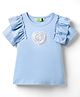 Tiara Cotton Jersey Knit Half Sleeves Pearl Embellished Heart Designed Top - Sky Blue