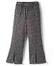 Tiara Cotton Spandex Knit Floral Printed Bell Bottom Pants - Black