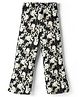 Tiara Cotton Spandex Knit Floral Printed Bell Bottom Pants - Black