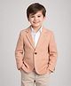 Rare Juniors Embosis Hosiery Woven Full Sleeves Check Textured Blazer - Peach