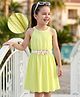 Hola Bonita Knit Sleeveless Solid Textured Dress & Belt With Floral Corsage - Yellow